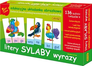 Litery sylaby wyrazy edukacyjna układanka obrazkowa