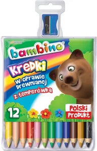 Kredki Bambino drewniane 12 kolorów z temperówką