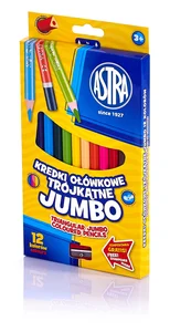 Kredki ołówkowe trójkątne jumbo Astra 12 kolorów Kredki ołówkowe trójkątne jumbo Astra 12 kolorów