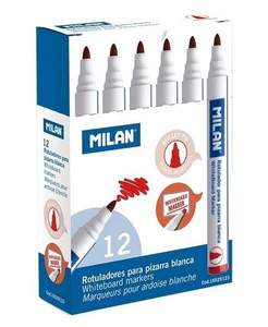Markery Milan do tablic okrągłe czerwone 12 sztuk