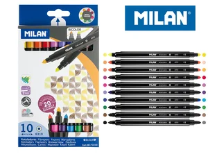 Flamastry Milan bicolor cienkie 20 kolorów