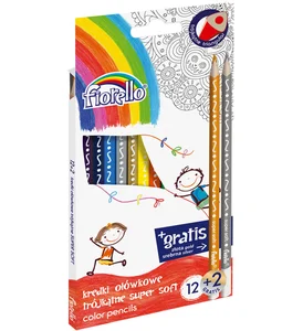 Kredki ołówkowe trójkątne Super Soft 12 kolorów