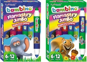 Flamastry dwustronne Jumbo BAMBINO 12 kolorów