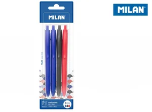 4 długopisy P1 TOUCH MILAN 2 niebieskie, 1 czarny, 1 czerwony na blistrze