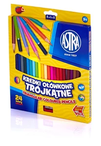 Kredki ołówkowe trójkątne ASTRA 24 kolory