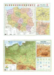 Podkładka na biurko A2 Polska ogólnogeograficzna/administracyjna dwustronna