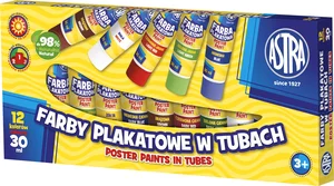 Farby plakatowe w tubach 12 kolorów 30 ml