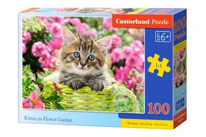 Puzzle Kitten In Flower Garden 100