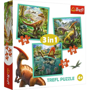 Puzzle Niezwykły świat dinozaurów 3w1