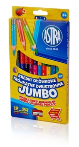 Kredki ołówkowe trójkątne dwustroone Jumbo 12 sztuk 24 kolory