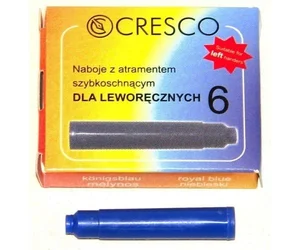 Naboje do piór dla leworęcznych Cresco, 6 szt. - niebieskie (080060)