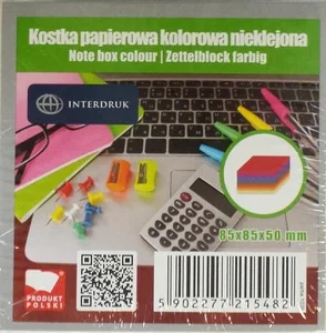 Bloczek kartek kolor 85x85x50 mm nieklejone