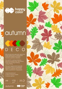 Blok Happy Color Deco Autumn A4 5 kolorów 20 arkuszy 170g jesienny
