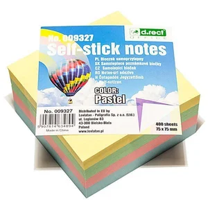 Bloczek samoprzylepny 76x76mm pastel D.RECT