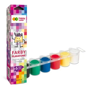 Farba plakatowa tempera Happy color 6 kolorów po 25 ml Farba plakatowa tempera Happy color 6 kolorów po 25 ml