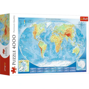 Puzzle Wielka mapa fizyczna świata 4000