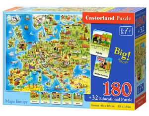 Puzzle Mapa Europy 180 + 32 Quiz E-227