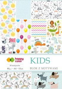 Blok Happy Color z motywami KIDS A4 15 arkuszy 80g/m2, 30 motyw