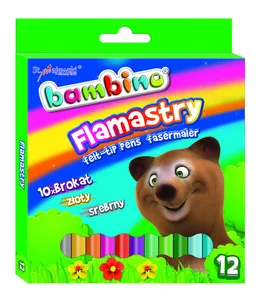 Flamastry brokatowe 12 kolorów Bambino
