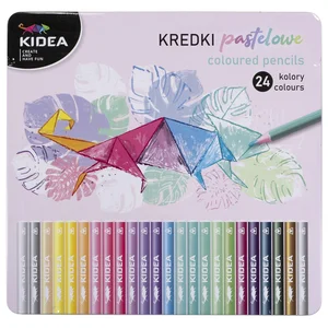 Kredki pastelowe trójkątne w metalowym pudełku 24 kolory