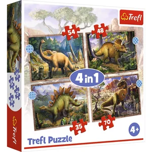 Puzzle 4w1 Ciekawe Dinozaury Puzzle 4w1 Ciekawe Dinozaury