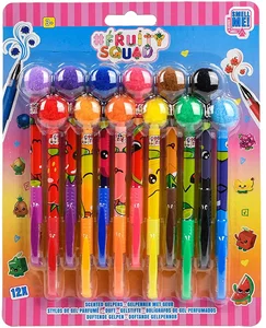 Długopisy żelowe pachnące z pomponami Fruitysquad 12 kolorów Długopisy żelowe pachnące z pomponami Fruitysquad 12 kolorów