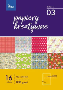 Papiery kreatywne zestaw 3 100g/m2 16 ark Papiery kreatywne zestaw 3 100g/m2 16 ark