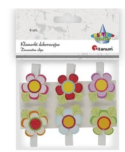 Ozdoba drewniana Titanum Craft-fun klamerki kwiatki 6 szt