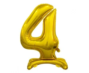 Balon foliowy B&C Cyfra stojąca 4 złota 74cm Balon foliowy B&C Cyfra stojąca 4 złota 74cm