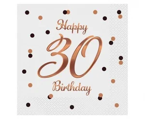 Serwetki B&C Happy 30 Birthday białe 33x33cm 20szt Serwetki B&C Happy 30 Birthday białe 33x33cm 20szt