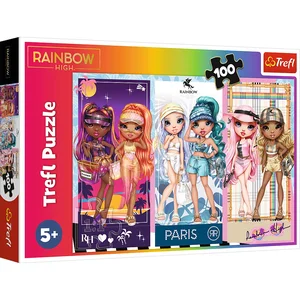 Trefl puzzle 100 Tęczowe laleczki Rainbow high MGA