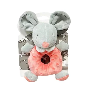 Grzechotka myszka 18cm brzoskwiniowa