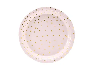 Talerzyki kropki jasny róż 18cm 6szt