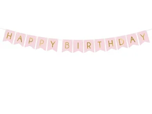 Girlanda Happy Birthday jasno różowa 15x175cm