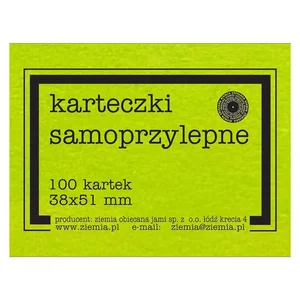 Karteczki samoprzylepne Fluo 38x51mm 100K zielone Karteczki samoprzylepne Fluo 38x51mm 100K zielone