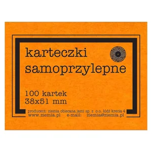 Karteczki samoprzylepne Fluo 38x51mm 100K pomar. Karteczki samoprzylepne Fluo 38x51mm 100K pomar.