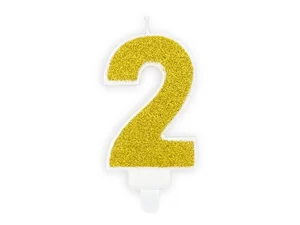 Świeczka urodzinowa 2 złota 7cm Świeczka urodzinowa 2 złota 7cm