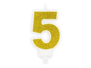 Świeczka urodzinowa 5 złota 7cm Świeczka urodzinowa 5 złota 7cm