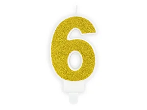 Świeczka urodzinowa 6 złota 7cm Świeczka urodzinowa 6 złota 7cm