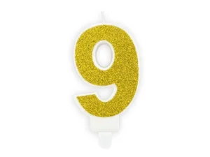 Świeczka urodzinowa 9 złota 7cm Świeczka urodzinowa 9 złota 7cm