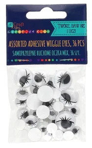 Oczka ruchome samoprzylepne z rzęsami czarne mix 36 szt. Oczka ruchome samoprzylepne z rzęsami czarne mix 36 szt.