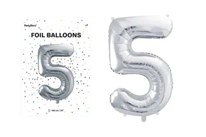 Balon foliowy 5 86cm srebrny