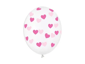 Balony Serduszka Crystal Clear 30cm 6szt