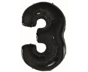 Balon foliowy B&C cyfra 3 czarna 92cm Balon foliowy B&C cyfra 3 czarna 92cm