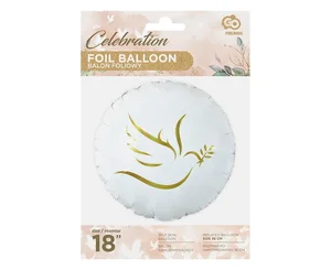 Balon foliowy Złoty gołąbek okrągły Balon foliowy Złoty gołąbek okrągły