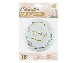 Balon foliowy Gołąbek z listkami okrągły Balon foliowy Gołąbek z listkami okrągły