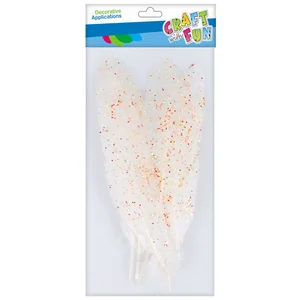 Ozdoba dekoracyjna piórka brokat tęcza 17-22cm 6 szt.