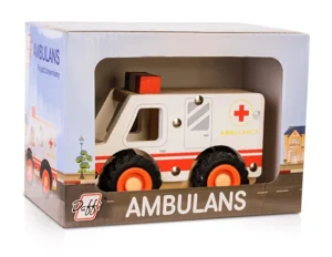Drewniane auto z oponami Ambulans Drewniane auto z oponami Ambulans