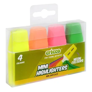 Zakreślacze mini neon, 4 kolory CRICCO