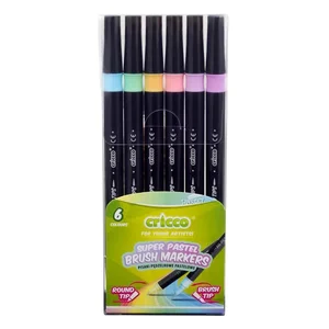 Cricco, dwustronne pisaki pędzelkowe - pastelowe, 6 szt. (CR385K6P)